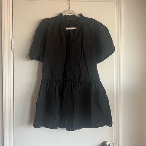 Zara black mini dress with puff sleeve detail